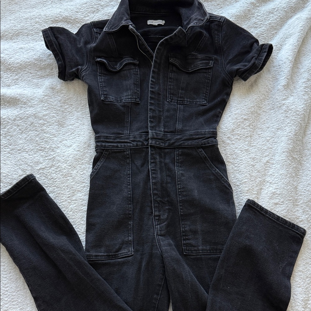 Good American Black Denim Jumpsuit